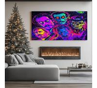 ZORYAN Zombie Horror Stampe su Tela Mostro Psichedelico Quadri Moderni per Salotto Teschio al Neon Decorazione da Parete Grandi Immagine per Camera da Letto con Cornice 60x120 cm