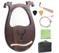 ZORZA Arpa a Lira a 16 Corde Legno Massello Di Mogano,Strumento a corde,con Chiave Sintonia e Borsa Nero,Regalo Per Principianti, Adulti, Amante Della Musica Per Bambini,A02