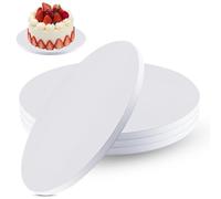 Zosenyer 5 Sottotorta Tondo, 25x12cm Alzata per Dolci, Riutilizzabile Vassoio Torta Rotondo, Piatto Girevole per Torte, Piatto Torta Rotondo, Cake Drum per Compleanno, Vacanza, Festa, Nascita, Bianco