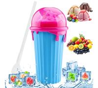 Zosenyer 500ml Slushy Maker, Macchina per Granita in Silicone con Cannuccia e Cucchiaio 2 in 1, Frozen Magic Cup Homemade Smoothie Cup Per Festa di Famiglia, Festa All'Aperto, Blu
