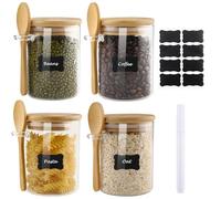 Zosenyer Barattoli di Vetro Ermetici con Coperchio e Cucchiaio, 500ML Set di 4 Contenitori Vetro Cucina, Barattoli Ermetici per Alimenti Tè Caffè Farina Cereali Fagioli Muesli