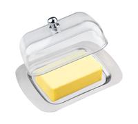 Zosenyer Burriera in Acciaio Inox, Burriera Contenitore 19x12x7 cm con Trasparente Coperchio e Manico, Capacità per 250 g di Burro, Porta Burro da Frigorifero per Conservare Formaggi, Torte, Dessert