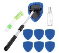 Zosenyer Detergente per Parabrezza Auto, con 6 Cuscinetti Riutilizzabili e Lavabili e Flacone Spray, Spazzola Doppia Testa, 180° Maniglia Girevole,Pulitore Vetri Auto (9)