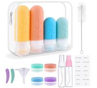 Zosenyer Kit Viaggio Liquidi, 16 Pezzi Contenitori da Viaggio in Silicone, Contenitori Accessori per Shampoo, Lotion e Cosmetici, Mini Size da Viaggio (Colorato)