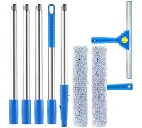 Zosenyer Pulisci Vetri con 2m Manico Telescopico, Lavavetri Telescopico Professionale 2 in 1, Kit Pulizia Vetrate con Spazzola Lavavetri 37cm e Tergivetro in Silicone 35cm, Lava Vetri Finestre, Bagno