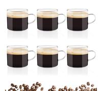 Zosenyer Tazzine Caffe, Set di 6 Pezzi di Tazze da Caffè in Vetro 100ml, Ideale per l'uso Come Tazza Latte Tazza Tè Tazza Cappuccino