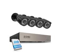 ZOSI 1080P 8CH 500GB DVR Pacchetto di sicurezza completo con 4 telecamere bullet cablate per interni/esterni, rilevamento intelligente, IR 24 m per casa e garage