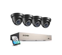 ZOSI 1080p Kit Videosorveglianza Cablata, 4x 2,0 MP Telecamera per Esterno, H.265+ DVR 8 Canali con Disco Rigido da 1TB, Rilevamento di Movimento, Avviso tramite App