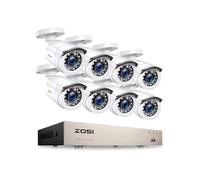 ZOSI 1080p Kit Videosorveglianza Cablato, 8CH H.265+ DVR con 8x 1080p compatibile con Smartphone, Telecamera Esterna, IR Visione Notturna 80ft, Rilevamento di Movimento, Impermeabile IP66, NO HDD