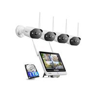 ZOSI 2K Kit Telecamera di Sorveglianza Esterna WiFi6 con Monitor da 12", 8MP 8CH NVR 1TB HDD, Plug-in Telecamera IP 3MP Audio Bidirezionale, Riconoscimento Persona AI, Visione Notturna a Colori