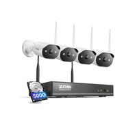 ZOSI 2K Kit Telecamera di Sorveglianza WiFi6, Plug-in Telecamera IP Esterna 3MP con NVR 8CH 500G HDD, Allarme Sirena e Proiettore Visione Notturna Colore Rilevamento Persona, Audio Bidirezionale