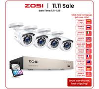 ZOSI 2MP Sistema di sicurezza cablato domestico H.265 + 8CH DVR 4/8 pezzi 1080p Visione notturna Kit telecamere di videosorveglianza esterna impermeabile