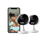 ZOSI 2x Telecamera Wi-Fi Interno FHD, 2MP Videocamera Sorveglianza Visione Notturna, Audio Bidirezionale, Rilevamento di Movimento, Funziona con Alexa