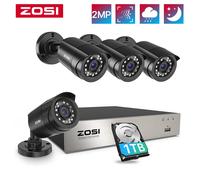 ZOSI 3K Lite Sistema di telecamere di sicurezza AI Rilevazione di veicoli umani 8CH HD TVI Video DVR Registratore 2MP 1080P Telecamera di sorveglianza CCTV 8CH DVR x 4 Cameras