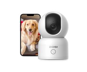 ZOSI 3MP Telecamera Wi-Fi Interno, 2K Telecamera Wi-Fi 5g Interno con Microfono, Visione Notturna, Tracciamento del Movimento con Rilevamento Umano, Audio Bidirezionale, Funziona con Alexa, C518