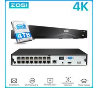 ZOSI 4K 32CH videoregistratore di rete 32 canali 16 porte 8MP sistema di sorveglianza NVR di Backup a doppio disco funziona solo con ZOSI PoE Cam