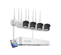 ZOSI 4K 8CH NVR con AuroraLux, WiFi 6 Telecamere di Sorveglianza con HDD da 1 TB, Telecamera WLAN 4X 8MP con Visione Notturna a Colori, Apertura F1.0, Rilevamento Persone AI, C186A