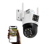 ZOSI 4MP+4MP Telecamera WiFi Esterna a Doppio Obiettivo con Spina, 2,4G WiFi, Auto Tracking, Audio Bidirezionale, Rilevamento Veicoli/Persone, C298 Pro