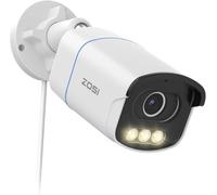 ZOSI 5MP Telecamera PoE Interno/Esterno, Visione Notturna a Colori tramite Tecnologia AI-IPS, Ampia Apertura F1.0, Sensore di Immagine 1/1.8", Audio Bidirezionale, Archiviazione Cloud, C186