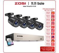 ZOSI 8CH 1080P CCTV Sistema esterno 5MP Lite Video DVR con 2/4/6/8 pezzi 2MP Wired Security Cam Sistema di videosorveglianza giorno/notte