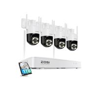 ZOSI Kit di Telecamere di Sorveglianza WiFi, 5MP Pan/Tilt IP da Esterno con Registratore NVR Wireless 4K 8CH e HDD da 1TB, Rilevamento e Tracciamento di Persone, Visione Notturna a Colori