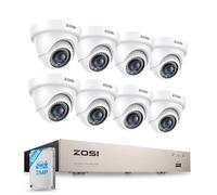 ZOSI Kit Telecamera di Sorveglianza Cablata 1080P 8CH 500GB DVR e 8 Telecamere di Sicurezza Dome per Interni ed Esterni per Casa e Garage, Riconoscimento di Persone e Veicoli, Visione Notturna IR 24m