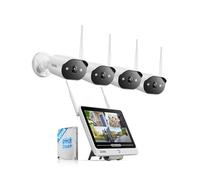 ZOSI Kit WiFi 6 da esterno con telecamera da 3 MP e NVR 8CH 8MP, schermo da 12", disco da 500 GB, rilevamento persone tramite IA, visione notturna a colori, allerta istantanea.