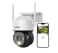 ZOSI Telecamera di Sicurezza WiFi 1080P Esterno con Alimentazione Plug-in, Pan/Tilt 360°/90° Videocamera WiFi 2MP, Rilevamento di Persone e Veicoli, C290