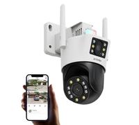 ZOSI Telecamera di Sorveglianza WiFi Motorizzata con Doppio Obiettivo 2MP+2MP per Esterna, 360° Vista Rilevazione Umana/Veicolo, Audio Bidirezionale, Sirena Allarme, Visione Notturna a Colori