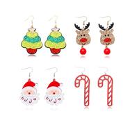 ZOSIGN 4 Paia Orecchini di Natale, Donne Orecchini di Natale, Renna Albero di Natale Babbo Orecchini, Orecchini Carino Festa di Natale, Decorazioni Natalizie per Donne Ragazze Bambini