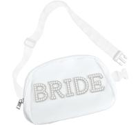 ZOSIGN Borsa da Sposa, Marsupio Sposa con la Scritta BRIDE, Borsa da Sposa Bianca Perla, Trousse da Sposa Portatile, Regali per Futura Sposa, per Matrimonio, Addio al Nubilato, Fidanzamento