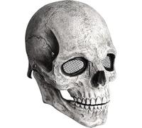 ZOSIGN Maschera Teschio di Halloween con Mascella Mobile - Pieno Facciale, Spaventosa per Festa, Cosplay (Grigio)