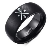 Zosing Anello in carburo di tungsteno da 8 mm, con sigillo Memento Mori, comodo da indossare, per praticare lo stoico teschio, Metallo, Non pietra preziosa