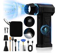 Zosudull Aria Compressa Spray Elettrico con display a LED, Spolverino ad aria compressa 180000 U/min Air Duster del ventilatore di polvere con torcia elettrica(10000mAh), turboventilatore a 4 velocità