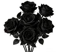 Zosutetoxo 12 Rose di Seta Nere Artificiali, Stelo Lungo per Decorazioni Gotiche