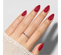 Zosutetoxo 24 pezzi Unghie finte rosse a mandorla: Unghie artificiali in gel morbido con colla per autunno e inverno, 16 dimensioni set di unghie riutilizzabili corte