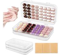 Zosutetoxo Custodia pieghevole per unghie finte, Scatola display trasparente a 4 lati con nastro adesivo, Organizer per unghie finte e salone di bellezza, un regalo ben pensato