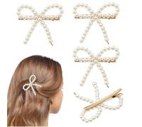 Zosutetoxo Hairclaw, fermaglio per capelli fiocco clean girl aesthetic, elegante fermaglio per capelli con perle per matrimoni per donne e ragazze