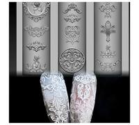 Zosutetoxo Nails Mold, set timbri per unghie con modelli retrò e forma in silicone per nail art 3D, stampi europei