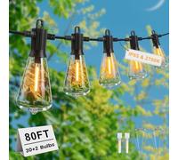 ZOTOYI ST38 Catena Luminosa LED per Esterno 24m 30+2 Luci Bianco Caldo IP65 Impermeabile Dimmerabile 4 Modalità Collegabile per Giardino Terrazza Matrimonio Festa Natale, 2700k Bianco Caldo