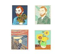ZoTuoART Spilla smaltata Van Gogh, spilla Edvard Munch, spilla da bavero - famose opere d'arte, spille e spille per gioielli per vestiti, borse, cappelli (4 pezzi)