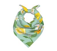 Zouey Bandane per donne o uomini, fascia per capelli quadrata, sciarpa, cravatta, sciarpa da assistente di volo, stampata con foglie e limone verde acqua