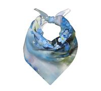 Zouey Bandane per donne o uomini, fascia per capelli quadrata, sciarpa, cravatta, sciarpa da hostess, fiori acquerello non ti scordar di me