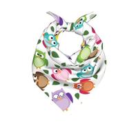 Zouey Bandane per donne o uomini, fascia per capelli quadrata, sciarpa, cravatta, sciarpa per hostess, motivo gufo con foglie, occhi incrociati, divertente, umoristico, comico, artistico