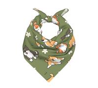 Zouey Bandane per donne o uomini, fascia per capelli quadrata, sciarpa, cravatta, sciarpa per hostess, motivo cane Shiba Inu, fiori, sfondo verde