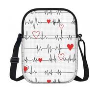 Zouey Borsa a tracolla Calling Nurses EKG Stripe, in poliestere, con cerniera - Borsa da donna