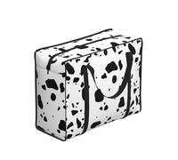 Zouey Borsa della spesa pieghevole e riutilizzabile, borse per la spesa, borse per la biancheria portatili con cerniera e maniglia robusta, pelle di mucca, macchie di cane dalmata, animali dalmata
