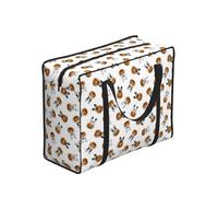 Zouey Borsa della spesa pieghevole e riutilizzabile, borse per la spesa portatili con cerniera e maniglia robusta, bulldog francese zucca Halloween