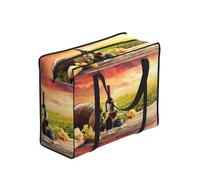 Zouey Borsa della spesa pieghevole e riutilizzabile, borse per la spesa, sacchi per la biancheria portatili con cerniera e maniglia robusta, Sunset Wine And Cheese