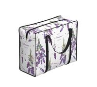 Zouey Borsa della spesa pieghevole e riutilizzabile, borse per la spesa, sacchi per la biancheria portatili con cerniera e maniglia robusta, lavanda su sfondo vintage colorato provenzale